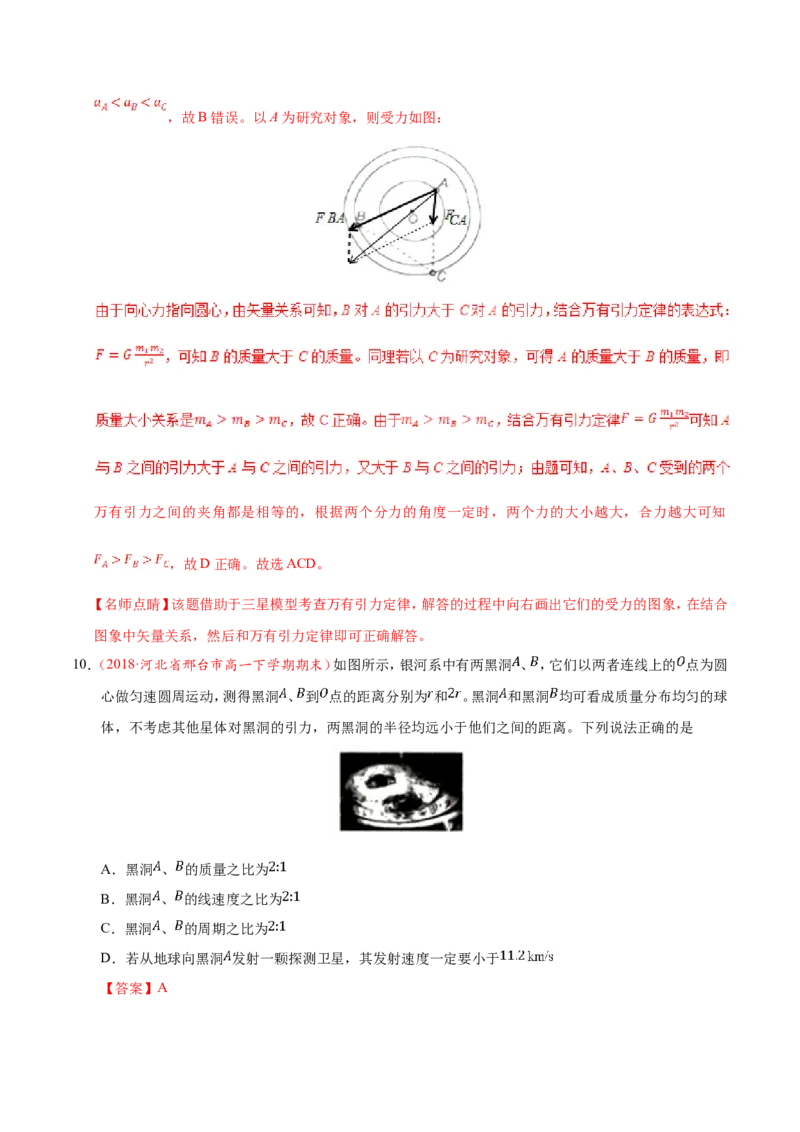 专题05万有引力与航天-备战2019年高考物理之纠错笔记系列（解析版）_04高考物理_新高考复习资料_2022年新高考复习资料_高考物理2022年一轮复习各版本_赠19年高考物理纠错笔记_752