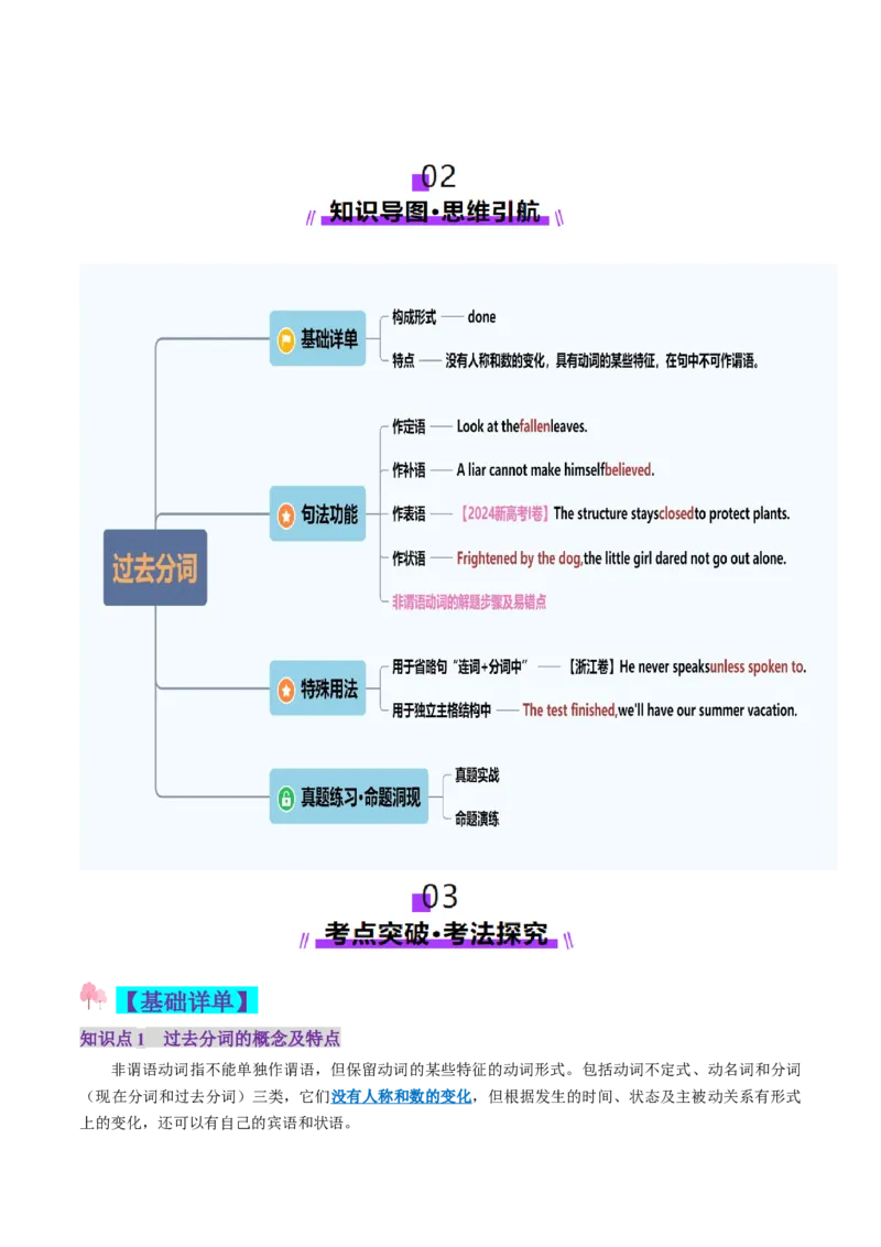 第13讲非谓语动词：过去分词（讲义）（原卷版）_03高考英语_新高考复习资料_2025年新高考复习_2025年高考英语一轮复习讲练测（新教材新高考，含2024年高考真题）_语法