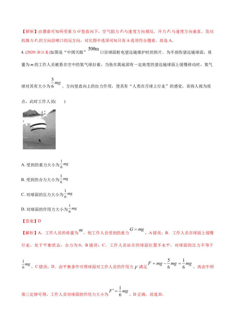专题03相互作用-2020年高考真题和模拟题物理分类训练（教师版含解析）_04高考物理_新高考复习资料_2022年新高考复习资料_高考物理2022年一轮复习各版本_251