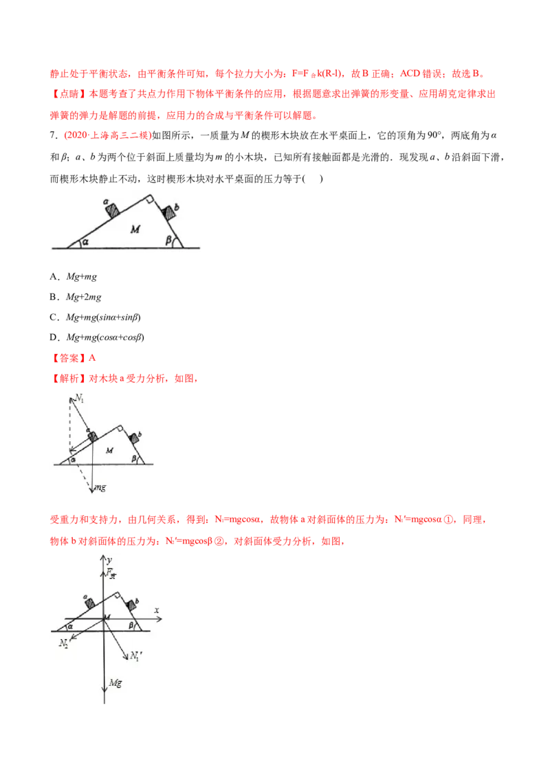 专题03相互作用-2020年高考真题和模拟题物理分类训练（教师版含解析）_04高考物理_新高考复习资料_2022年新高考复习资料_高考物理2022年一轮复习各版本_251