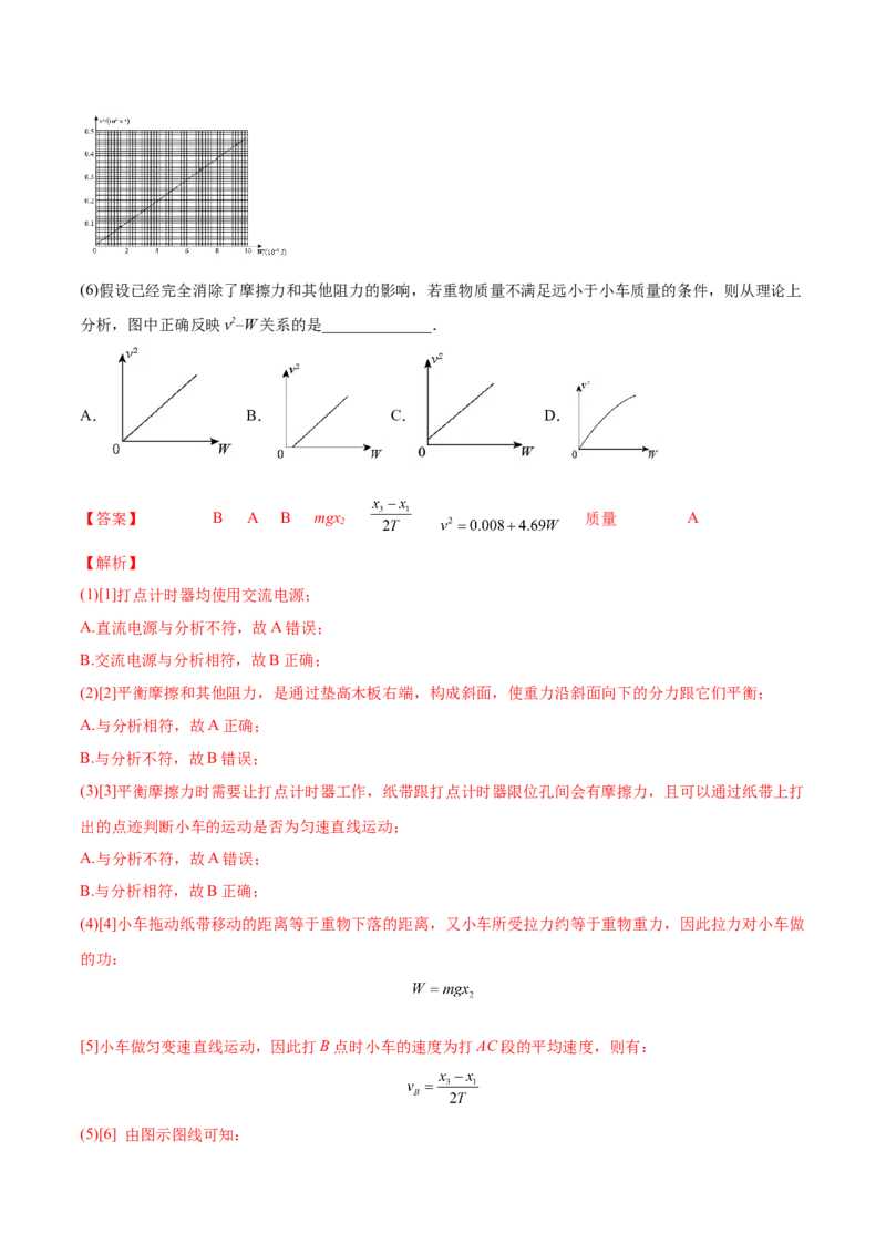 6.5实验六：验证动能定理（练）--2023年高考物理一轮复习讲练测（全国通用）（解析版）_04高考物理_通用版（老高考）复习资料_2023年复习资料_一轮复习