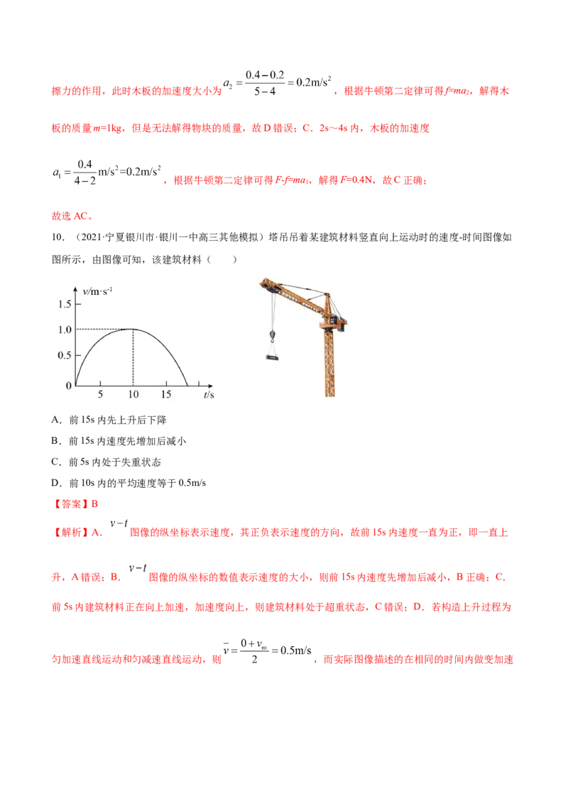 专题04牛顿运动定律-2021年高考真题和模拟题物理分项汇编（解析版）_04高考物理_新高考复习资料_2022年新高考复习资料_2021年高考真题和模拟题物理分项汇编