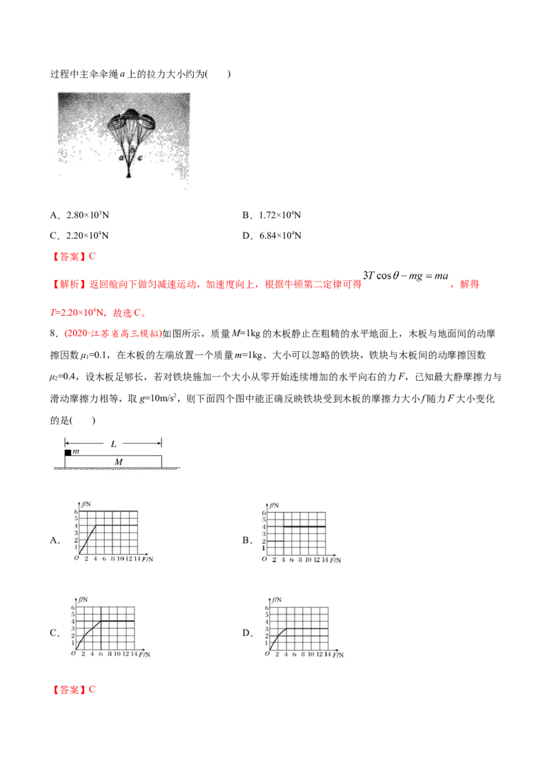 专题04牛顿运动定律-2019年高考真题和模拟题物理分类训练（教师版含解析）_04高考物理_新高考复习资料_2022年新高考复习资料_高考物理2022年一轮复习各版本