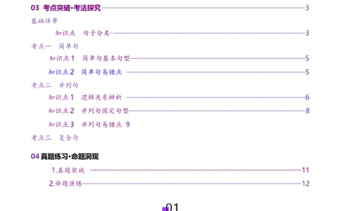 第20讲简单句、并列句、复合句（讲义）（原卷版）_03高考英语_2025年新高考资料_一轮复习_2025年高考英语一轮复习讲练测（新教材新高考，含2024年高考真题）_语法