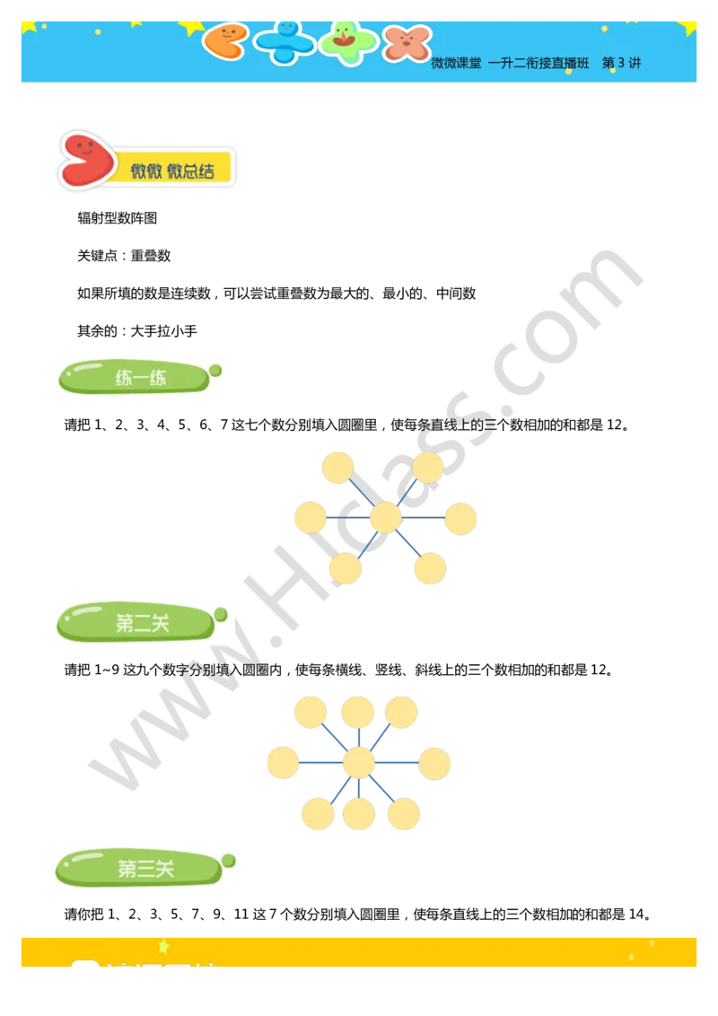 第三讲-数阵图（学生版讲义）_奥数专题合集_H003小学奥数培训班课程+习题_二年级_二年级衔接课