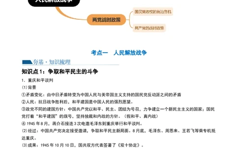 第21讲人民解放战争（解析版）_07高考历史_2024年新高考资料_1.2024一轮复习_2024年高考历史一轮复习讲练测（新教材新高考）_307