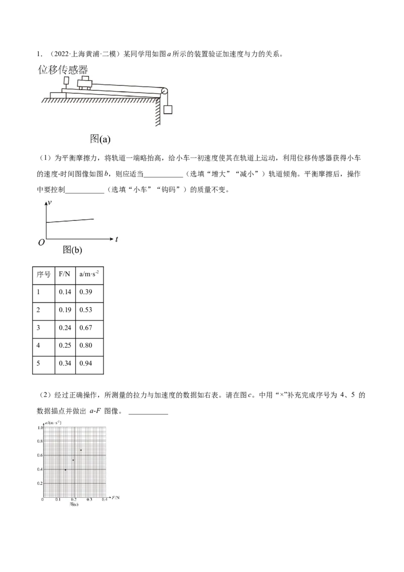 3.3实验四：探究加速度与力、质量的关系（练）--2023年高考物理一轮复习讲练测（全国通用）（原卷版）_04高考物理_通用版（老高考）复习资料_2023年复习资料_一轮复习