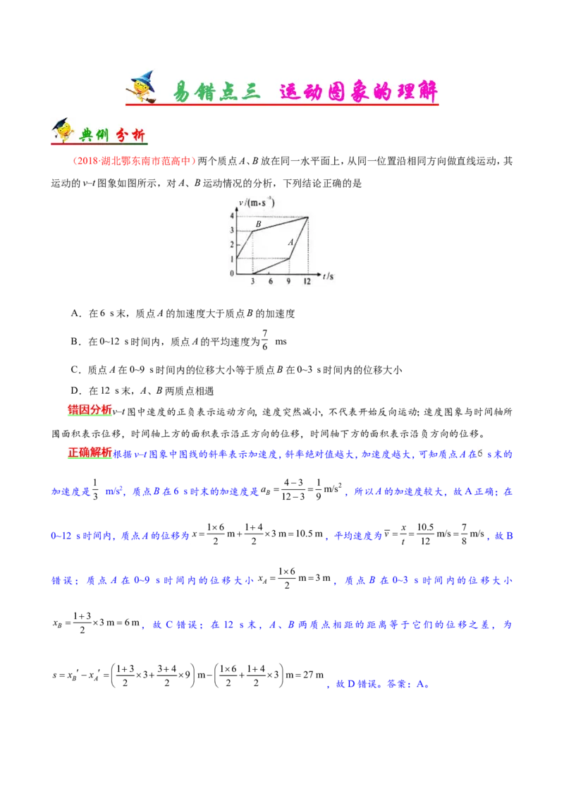 专题01质点的直线运动-备战2019年高考物理之纠错笔记系列（原卷版）_04高考物理_新高考复习资料_2022年新高考复习资料_高考物理2022年一轮复习各版本_赠19年高考物理纠错笔记