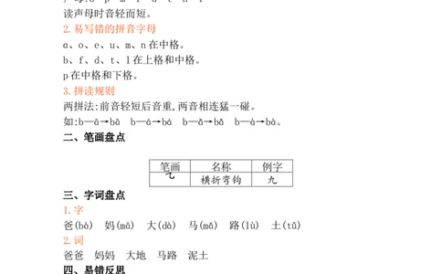 第二单元核心知识点_25秋1-6年级语文上册课件教案_25秋统编版语文一年级上册_统编版语文一年级上册教学资源包（25秋七彩课堂）_2.第二单元_单元复习_第二单元知识小结
