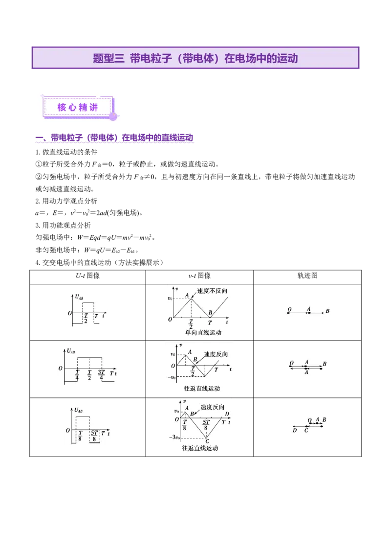 专题09电场带电粒子在电场中的运动（讲义）（原卷版）_04高考物理_2025年新高考资料_二轮复习_上好课2025年高考物理二轮复习讲练测（新高考通用）3381829