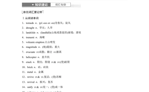 第1部分教材知识解读必修第一册Unit4NaturalDisasters_03高考英语_新高考复习资料_2023年新高考资料_一轮复习_2023年新高考大一轮复习讲义_2023年高考英语一轮复习讲义（新人教新高考）