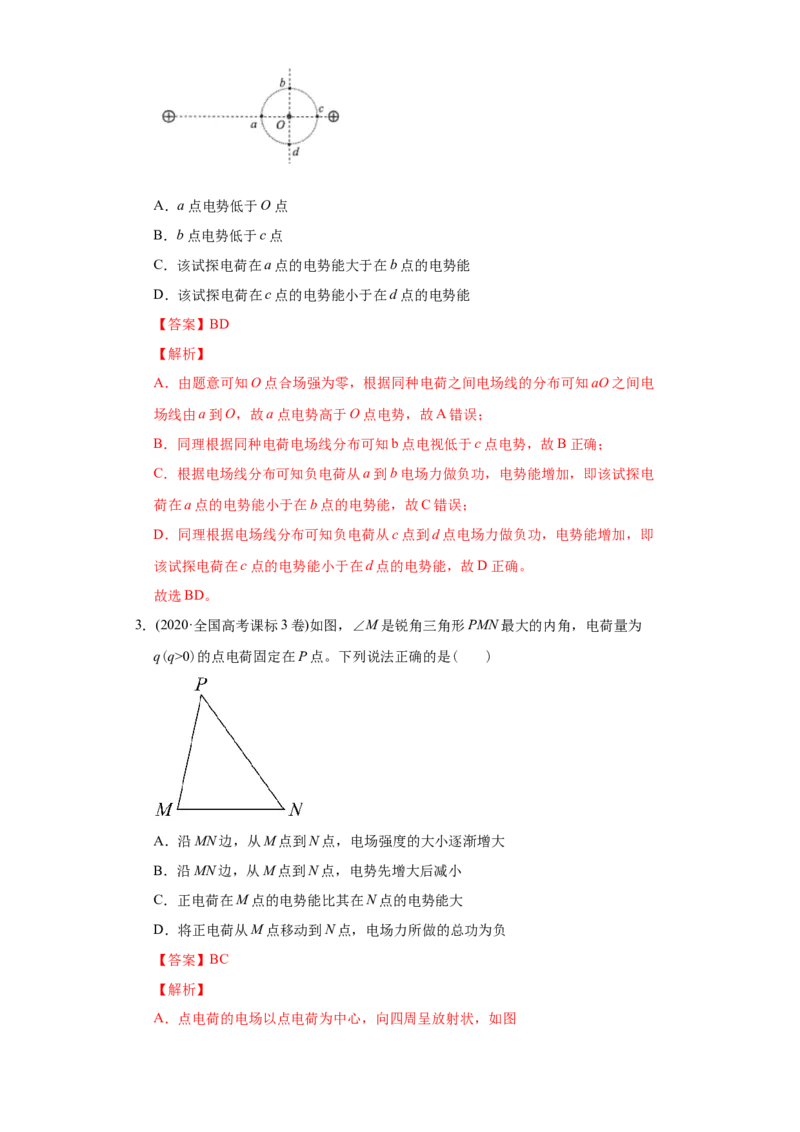 专题09静电场-2020年高考真题和模拟题物理分类训练（教师版含解析）_04高考物理_新高考复习资料_2022年新高考复习资料_高考物理2022年一轮复习各版本_777