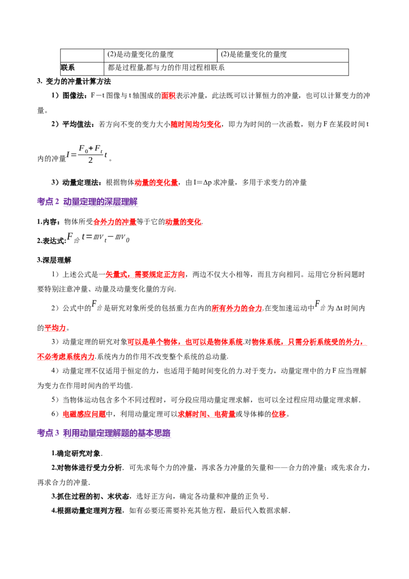 专题07动量定理动量守恒定律（讲义）（原卷版）_04高考物理_2025年新高考资料_二轮复习_上好课2025年高考物理二轮复习讲练测（新高考通用）3381829