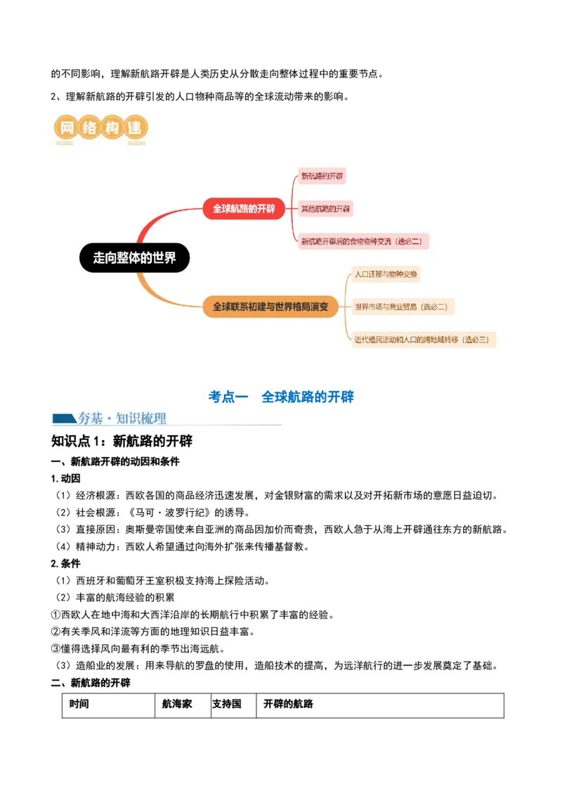 第30讲走向整体的世界（原卷版）_07高考历史_2024年新高考资料_1.2024一轮复习_2024年高考历史一轮复习讲练测（新教材新高考）_128