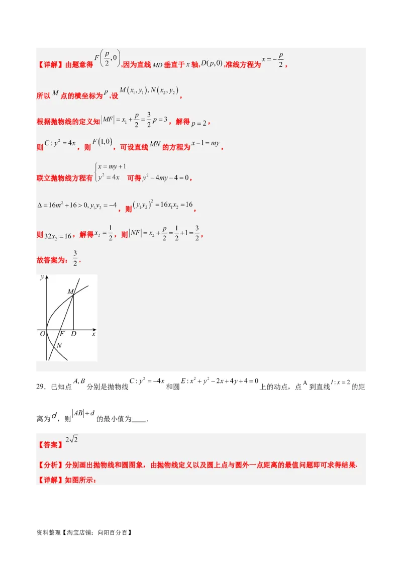 第45练抛物线及其性质（精练：基础+重难点）一轮复习讲义2024年高考数学高频考点题型归纳与方法总结（新高考通用）解析版_02高考数学_新高考复习资料_2024年新高考资料