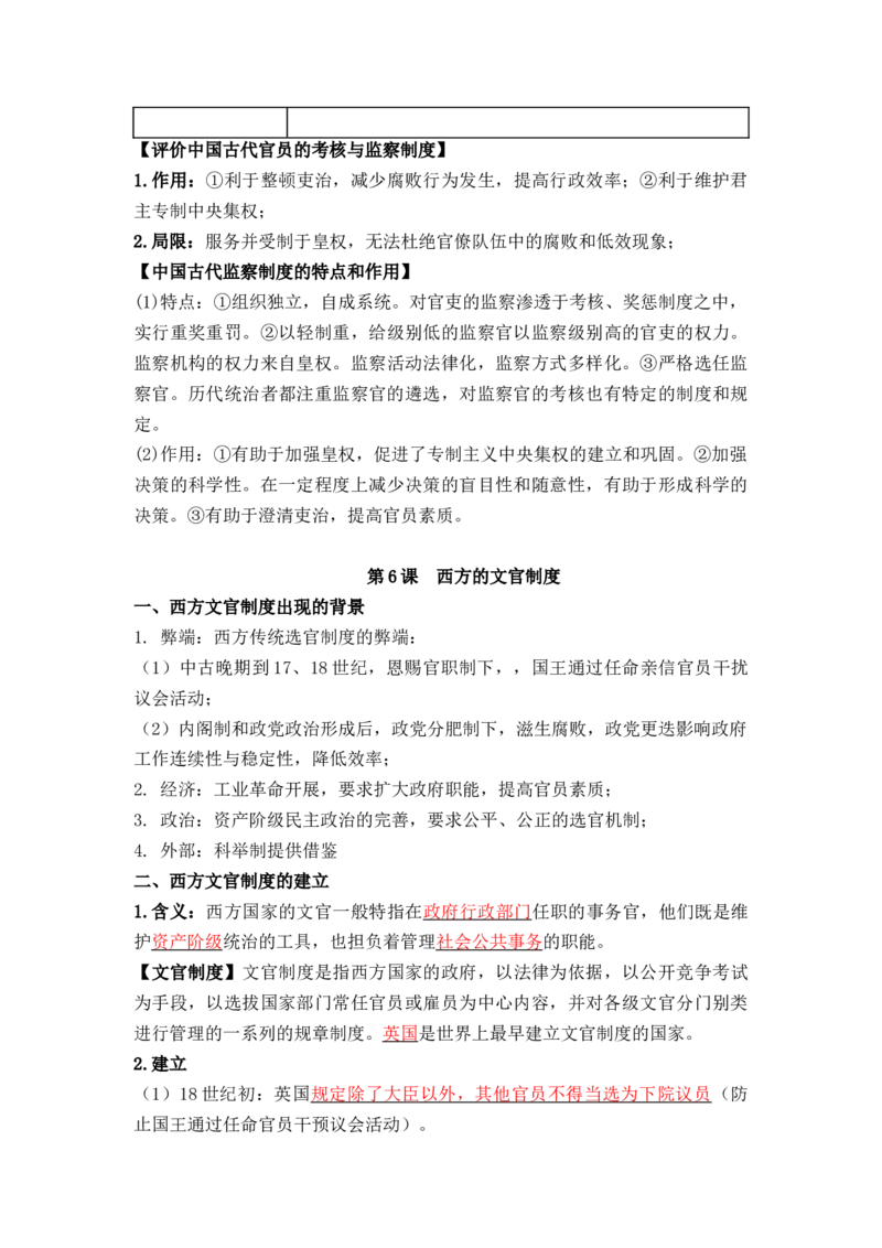 第二单元++官员的选拔与管理+-背记手册高中历史全册最新核心考点必背清单（选择性必修一二三）_07高考历史_2024年新高考资料_1.2024一轮复习_选择性必修1：国家制度与社会治理