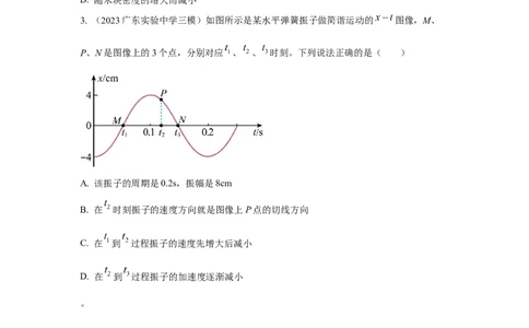 模型35简谐运动模型（原卷版）_04高考物理_新高考复习资料_2024新高考复习资料_二轮复习资料_2024高考物理二轮复习80模型最新模拟题专项训练