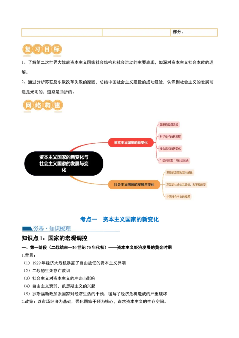第42讲资本主义国家的新变化和社会主义国家的发展与变化（原卷版）_07高考历史_2024年新高考资料_1.2024一轮复习_2024年高考历史一轮复习讲练测（新教材新高考）_693