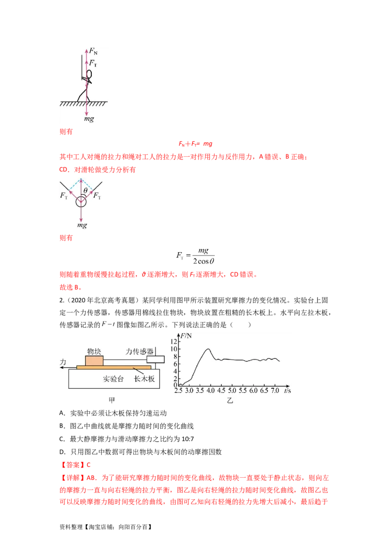 易错点02相互作用（解析版）_04高考物理_新高考复习资料_2024新高考复习资料_专项复习资料_备战2024年高考物理考试易错题（新高考专用）_教师版（含答案解析版）