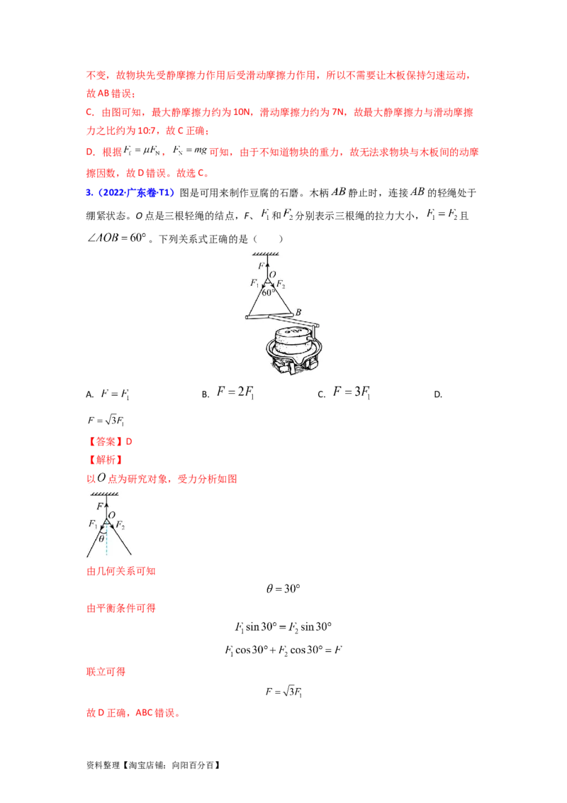 易错点02相互作用（解析版）_04高考物理_新高考复习资料_2024新高考复习资料_专项复习资料_备战2024年高考物理考试易错题（新高考专用）_教师版（含答案解析版）