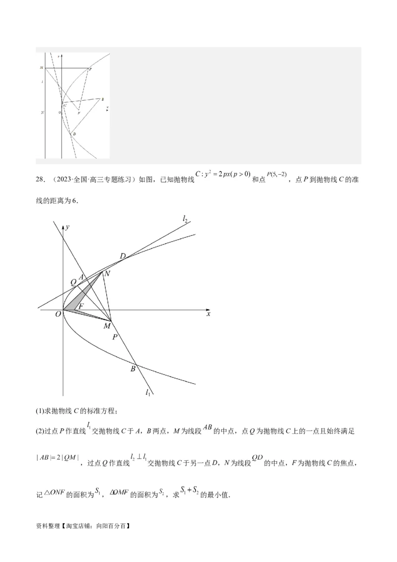 第46讲直线与抛物线（精讲）一轮复习讲义2024年高考数学高频考点题型归纳与方法总结（新高考通用）解析版_02高考数学_新高考复习资料_2024年新高考资料_一轮复习资料