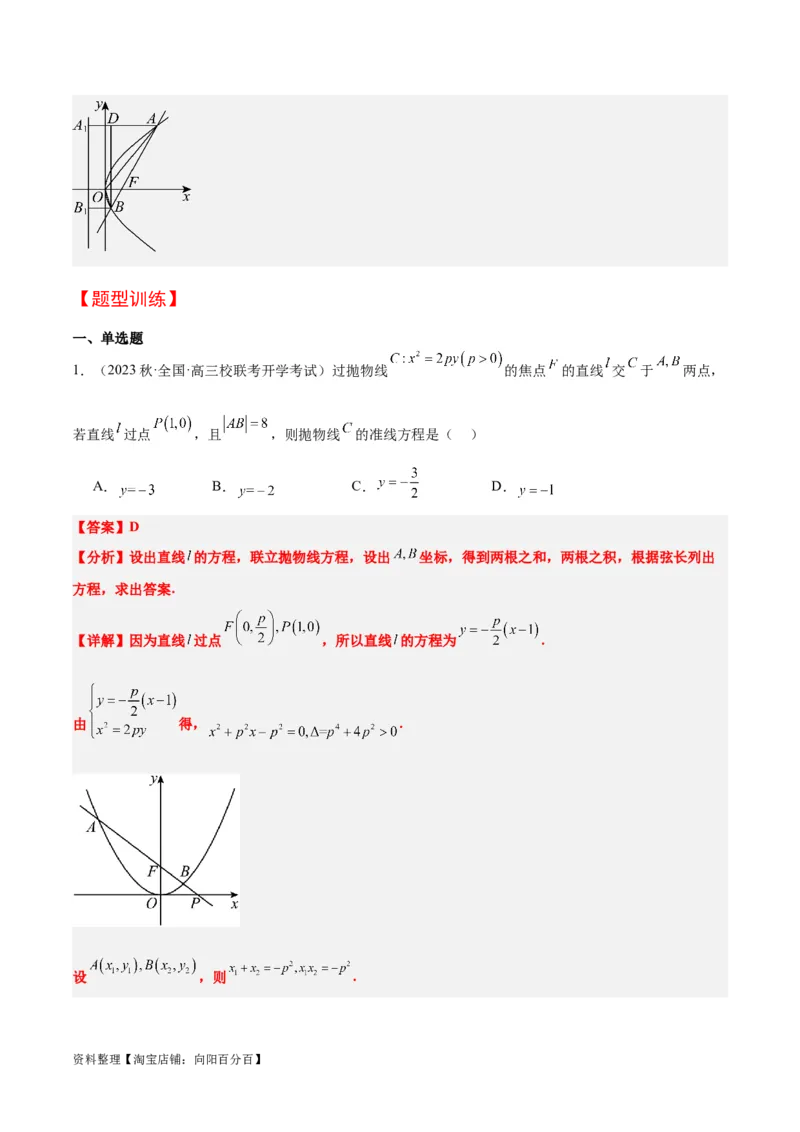 第46讲直线与抛物线（精讲）一轮复习讲义2024年高考数学高频考点题型归纳与方法总结（新高考通用）解析版_02高考数学_新高考复习资料_2024年新高考资料_一轮复习资料