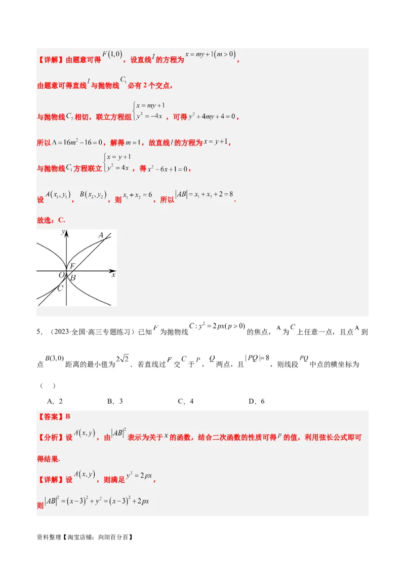 第46讲直线与抛物线（精讲）一轮复习讲义2024年高考数学高频考点题型归纳与方法总结（新高考通用）解析版_02高考数学_新高考复习资料_2024年新高考资料_一轮复习资料
