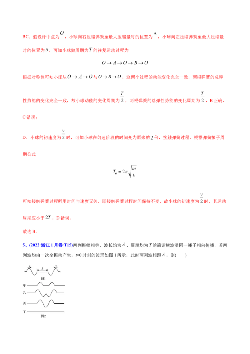 专题16振动和波-2022年高考真题和模拟题物理分专题训练（教师版含解析）_04高考物理_2024年新高考资料_1.2024一轮复习_赠2022年高考物理真题与模拟题分类训练