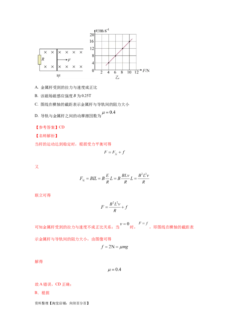 模型57电磁感应中的单棒切割模型（解析版）_04高考物理_新高考复习资料_2024新高考复习资料_二轮复习资料_2024高考物理二轮复习80模型最新模拟题专项训练_教师版（含答案解析）