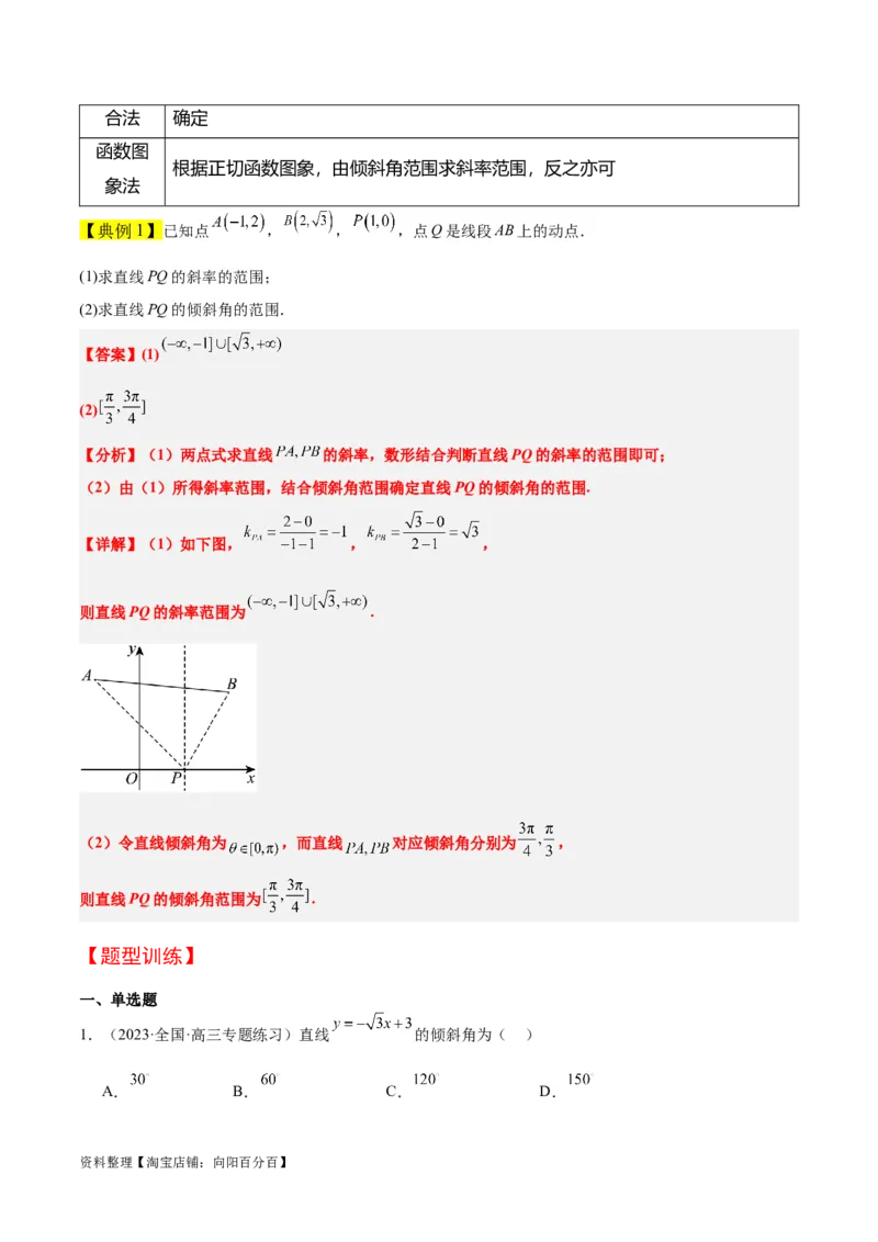 第37讲直线的倾斜角与斜率、直线的方程（精讲）一轮复习讲义2024年高考数学高频考点题型归纳与方法总结（新高考通用）解析版_02高考数学_新高考复习资料_2024年新高考资料