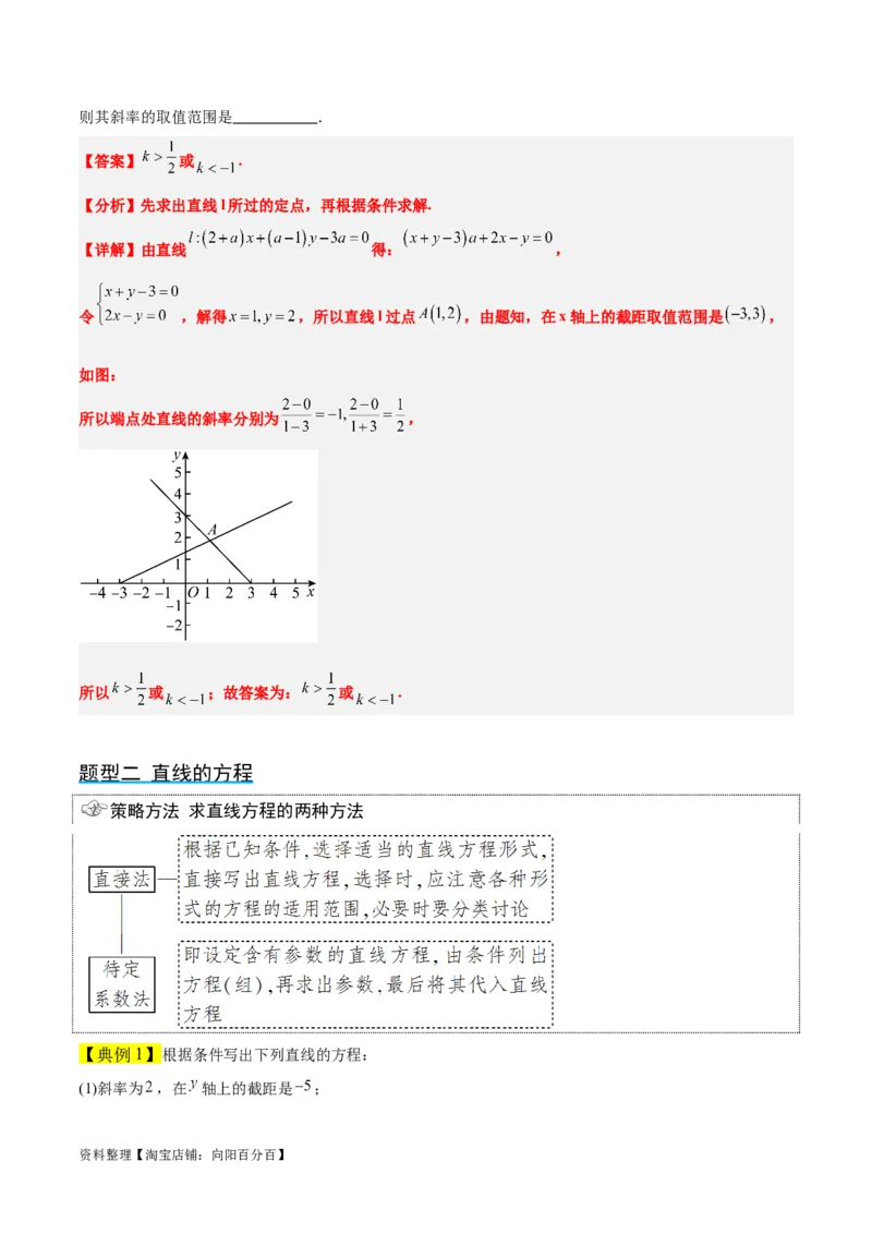 第37讲直线的倾斜角与斜率、直线的方程（精讲）一轮复习讲义2024年高考数学高频考点题型归纳与方法总结（新高考通用）解析版_02高考数学_新高考复习资料_2024年新高考资料