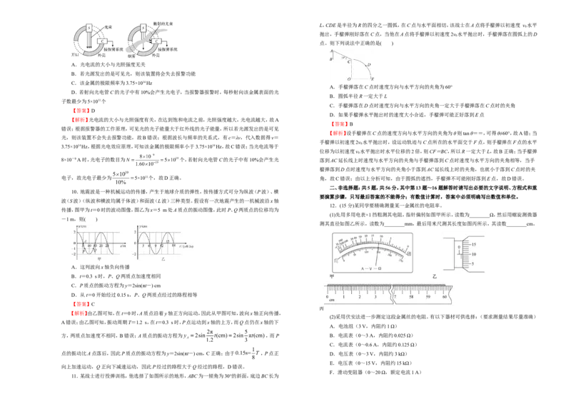 原创（新高考）2021届高考考前冲刺卷物理（十四）教师版_04高考物理_新高考复习资料_2021年新高考资料_2021届高考考前冲刺卷（新高考）