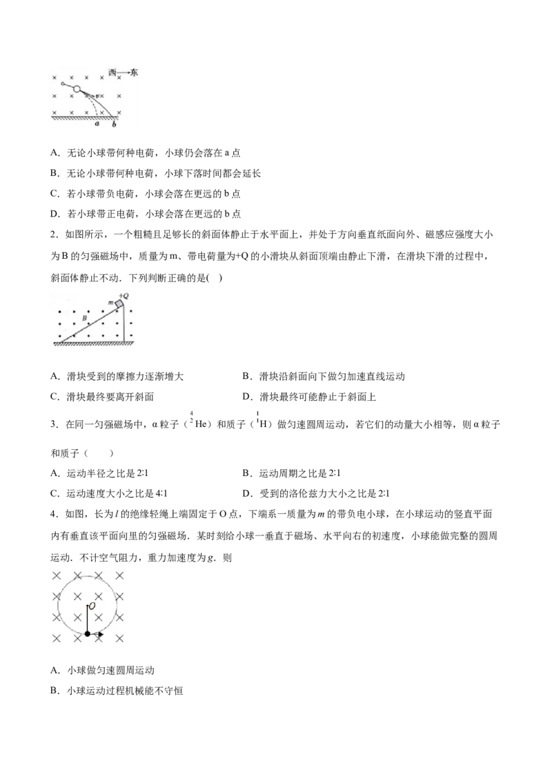 备考2022高考物理一轮复习学案9.2磁场对运动电荷的作用有解析_04高考物理_新高考复习资料_2022年新高考复习资料_备考2022新教材高考物理一轮复习精讲精练学案（含解析）