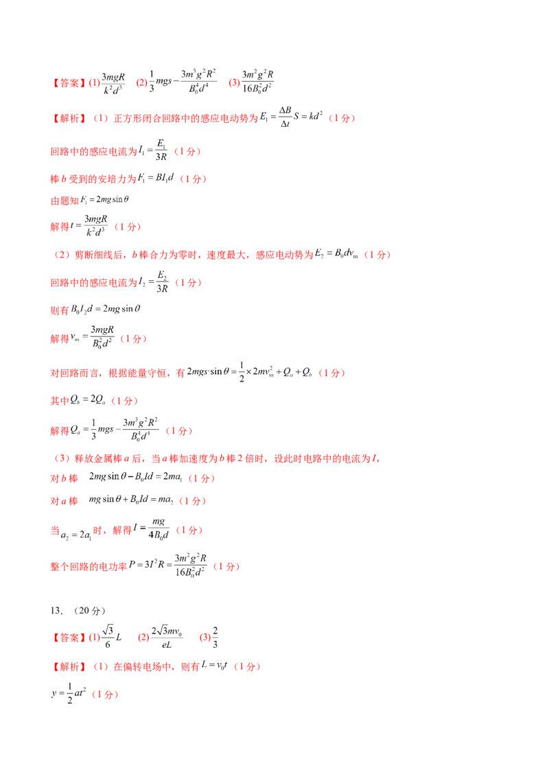 信息必刷卷05（新课标卷，新疆、西藏专用）（参考答案）_04高考物理_2025年新高考资料_2025考前信息卷_2025年高考物理考前信息必刷卷（新课标卷，新疆、西藏专用）3437357
