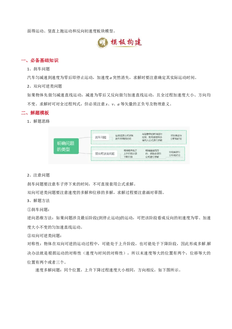 模板01直线运动（四大题型）（原卷版）_04高考物理_2025年新高考资料_二轮复习_2025年高考物理答题技巧与模板构建339420717