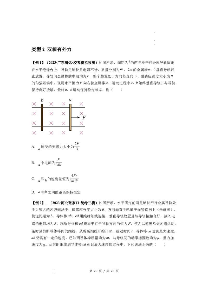 专题29动量观点在电磁感应中的应用（原卷版）_04高考物理_新高考复习资料_2024新高考复习资料_一轮复习资料_完2024届高考物理一轮复习热点题型归类训练