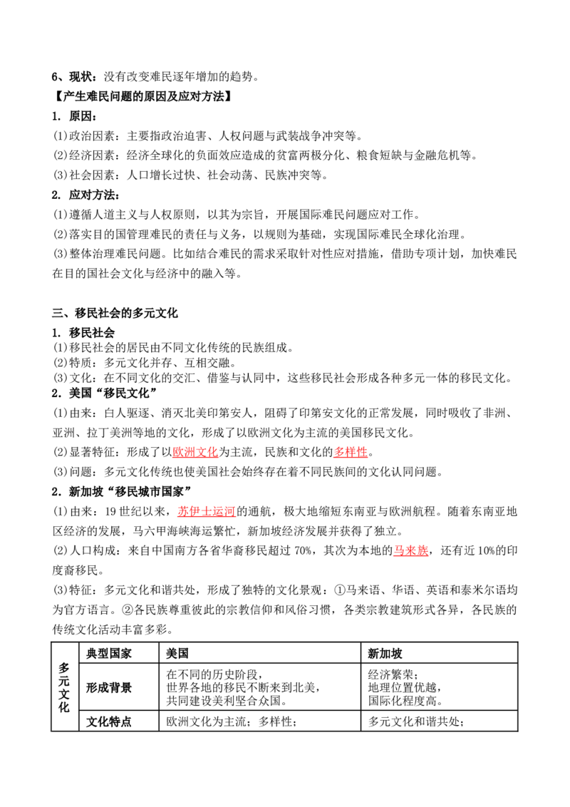 第三单元　人口迁徙、文化交融与认同+-背记手册高中历史全册最新核心考点必背清单（选择性必修一二三）_07高考历史_2024年新高考资料_1.2024一轮复习_选择性必修3：文化交流与传播