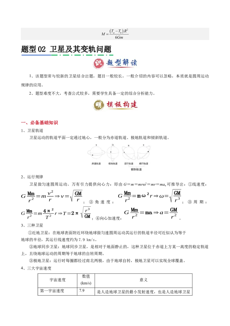 模板06万有引力与航天（四大题型）（解析版）_04高考物理_2025年新高考资料_二轮复习_2025年高考物理答题技巧与模板构建339420717
