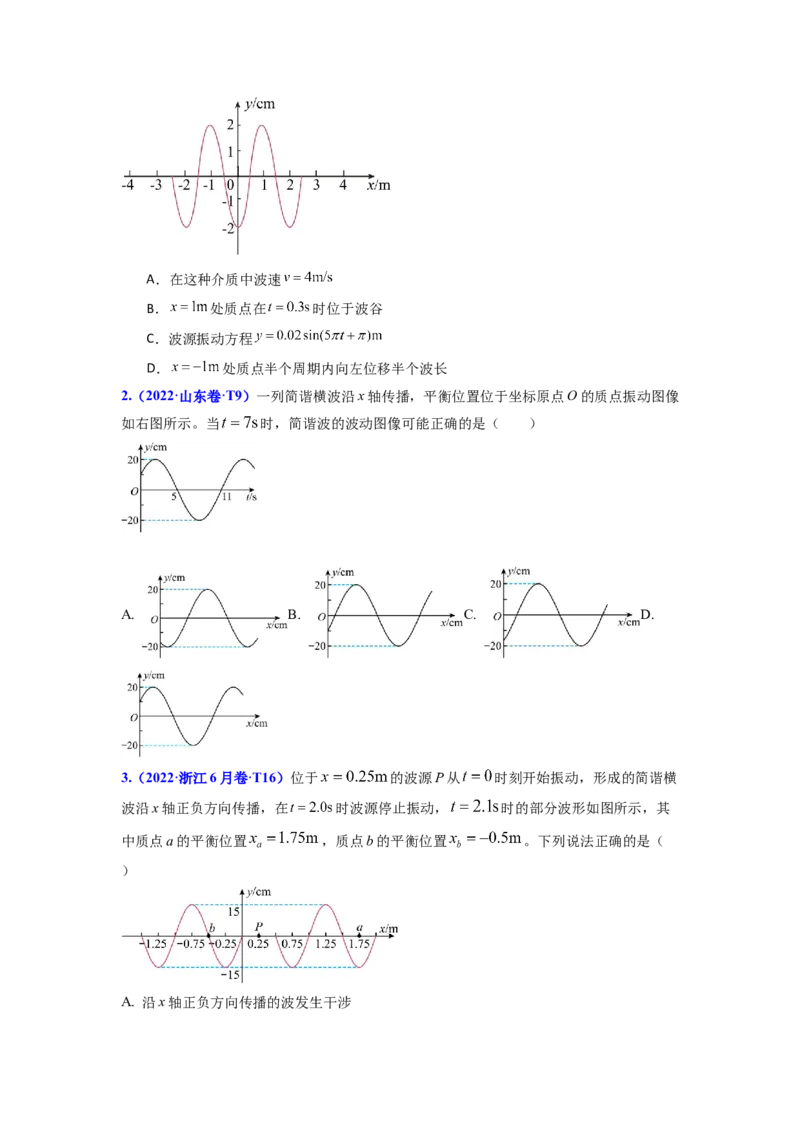 易错点08振动和波.（3大陷阱）-备战2024年高考物理考试易错题（原卷版）docx_04高考物理_新高考复习资料_2024新高考复习资料_专项复习资料_备战2024年高考物理考试易错题（新高考专用）