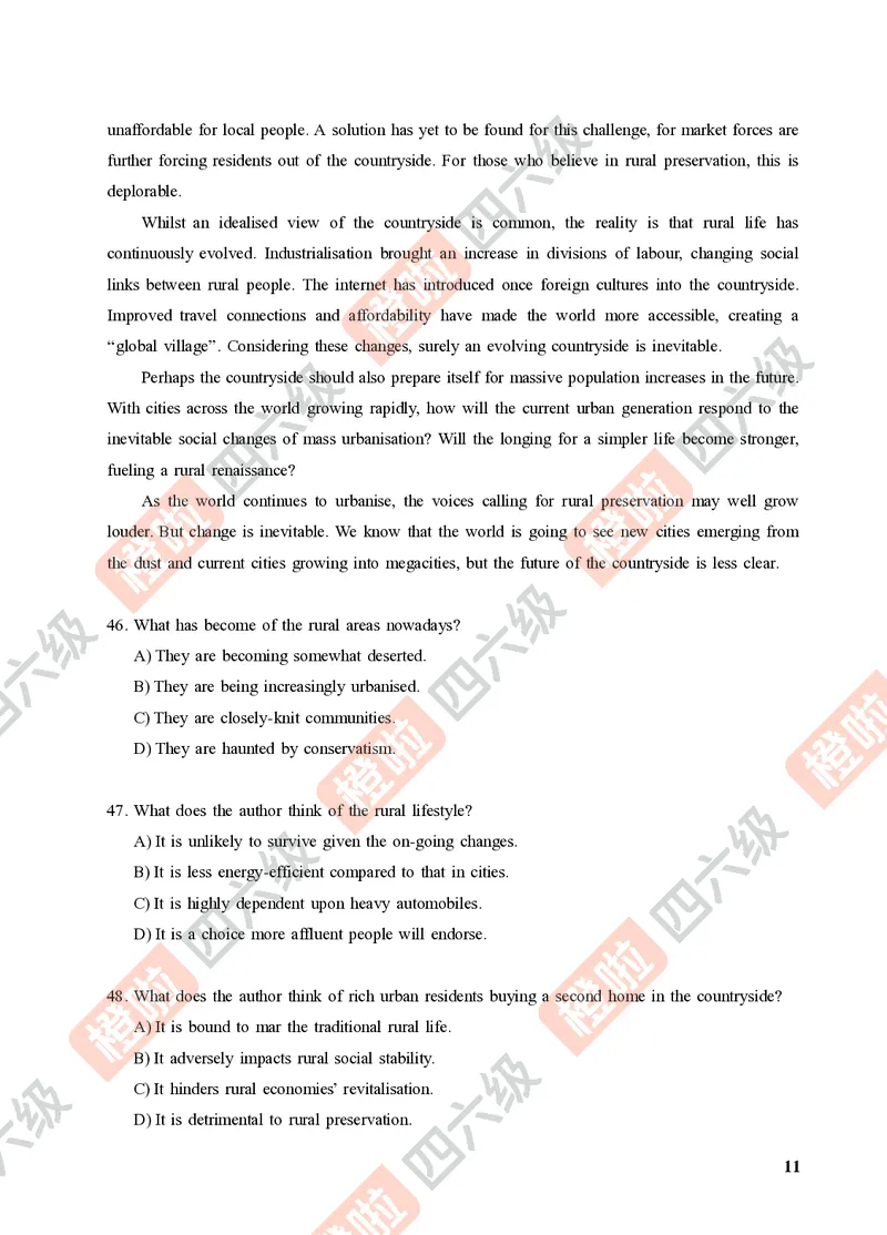 03.2024年12月六级（第二套）-试题6-12_最新更新，视频都在这_2026，6月六级速转存易和谐_0、2025年12月六级_06.橙啦六级全程班石雷鹏_00.讲义_真题