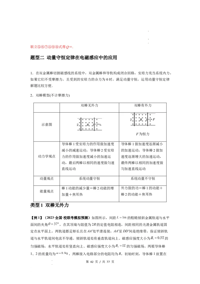 专题29动量观点在电磁感应中的应用（解析版）_04高考物理_新高考复习资料_2024新高考复习资料_一轮复习资料_完2024届高考物理一轮复习热点题型归类训练