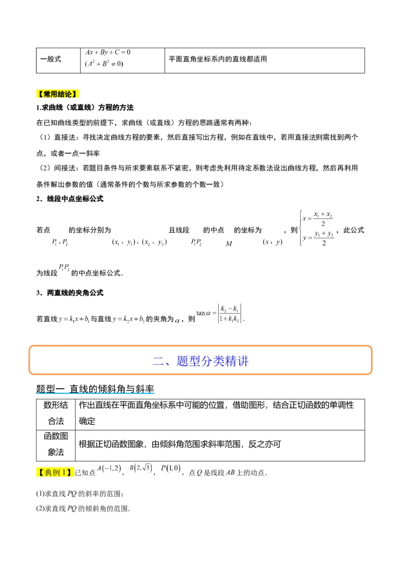 第37讲直线的倾斜角与斜率、直线的方程（精讲）一轮复习讲义2024年高考数学高频考点题型归纳与方法总结（新高考通用）原卷版_02高考数学_新高考复习资料_2024年新高考资料