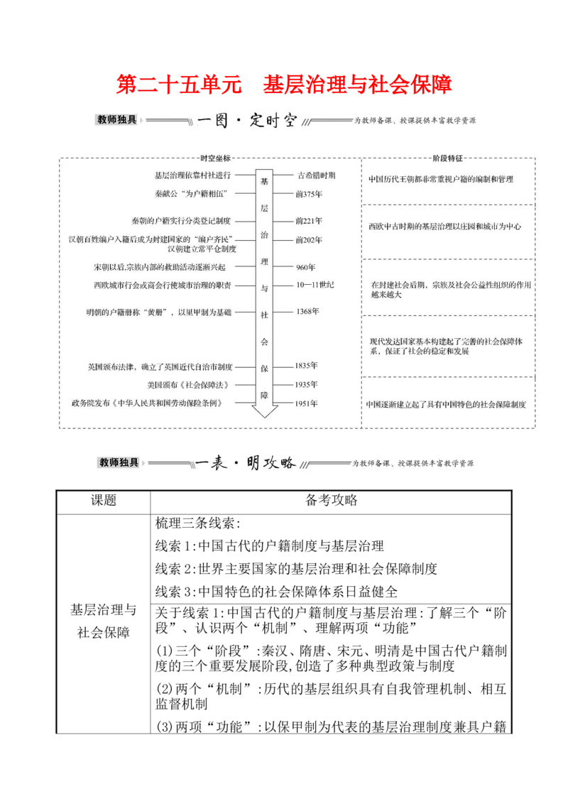 第二十五单元基层治理与社会保障教案_07高考历史_新高考复习资料_2022年新高考复习资料_2022届一轮复习讲练结合7.11更新_系列1_第二十五单元基层治理与社会保障