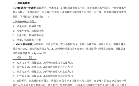 专题9.2动量守恒定律的应用及实验练原卷版_04高考物理_新高考复习资料_2022年新高考复习资料_2022年高考物理一轮复习讲练测（新教材新高考）