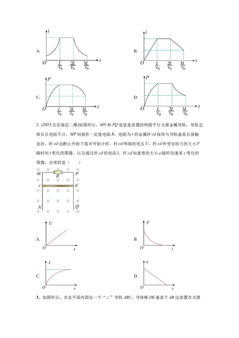 模型63电磁感应+图像模型（原卷版）_04高考物理_新高考复习资料_2024新高考复习资料_二轮复习资料_2024高考物理二轮复习80模型最新模拟题专项训练