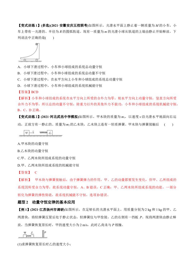 专题9.2动量守恒定律的应用及实验讲解析版_04高考物理_新高考复习资料_2022年新高考复习资料_2022年高考物理一轮复习讲练测（新教材新高考）