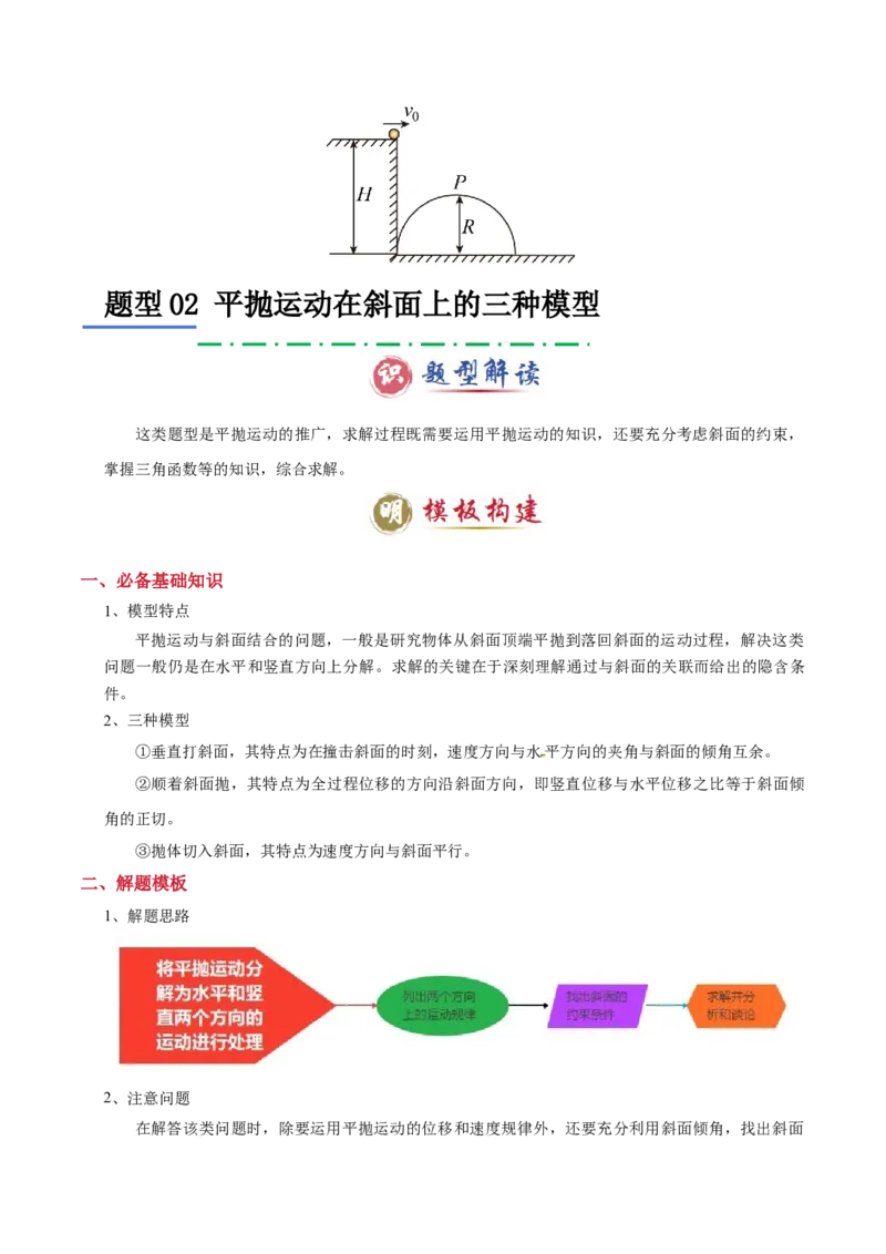 模板04曲线运动（六大题型）（原卷版）_04高考物理_2025年新高考资料_二轮复习_2025年高考物理答题技巧与模板构建339420717