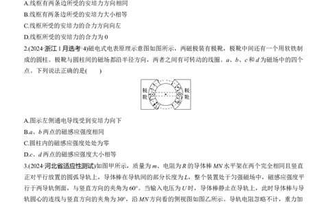 热点10　磁场的性质淘宝店：红太阳资料库_04高考物理_2025年新高考资料_二轮复习_2025年高考物理大二轮_2025物理二轮专题复习学生用书Word版文档_二轮专题强化练+考前特训