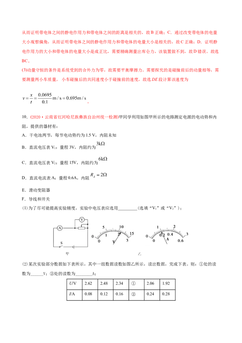 专题19电学实验-2020年高考真题和模拟题物理分类训练（教师版含解析）_04高考物理_新高考复习资料_2022年新高考复习资料_高考物理2022年一轮复习各版本