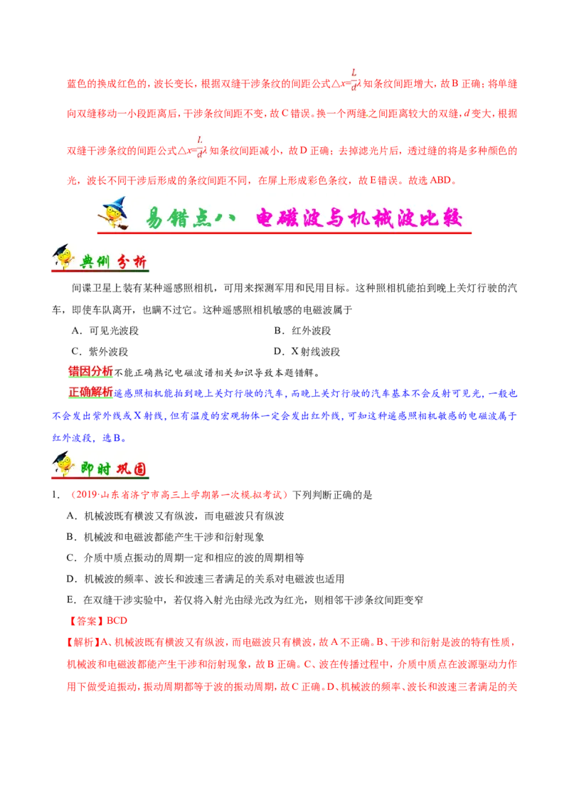 专题16选修3-4-备战2019年高考物理之纠错笔记系列（解析版）_04高考物理_新高考复习资料_2022年新高考复习资料_高考物理2022年一轮复习各版本_赠19年高考物理纠错笔记